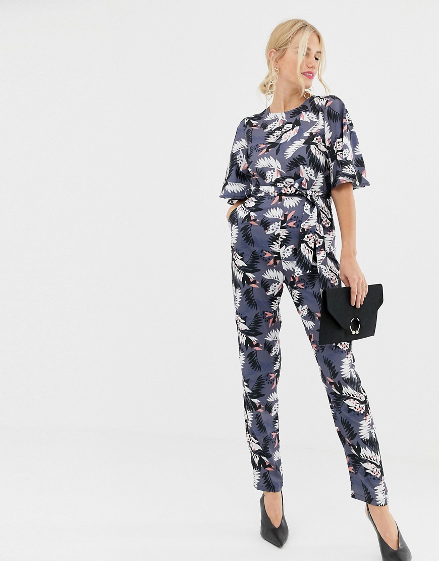 Uttam Boutique kortærmet jumpsuit i blomsterprint-Multifarvet