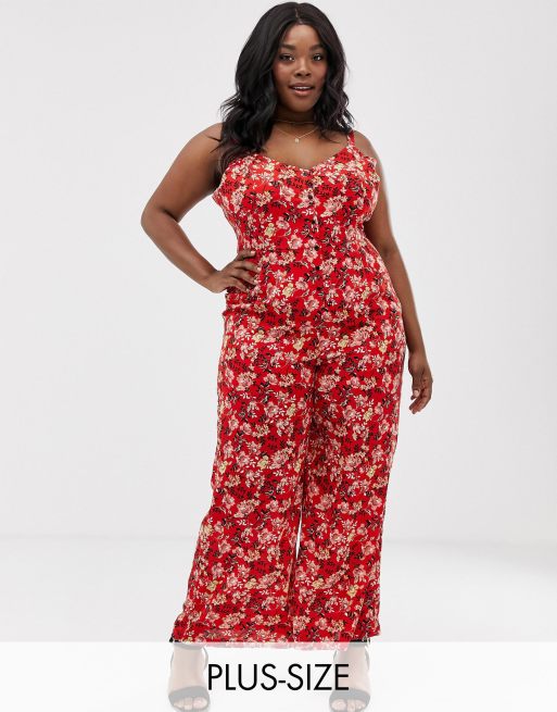 Uttam Boutique Plus - Tuta jumpsuit lunga a fiori con spalline sottili