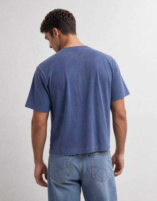 Utvald kraftig tvättad t-shirt i blått, 10 av 10