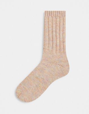 фото Уютные носки до щиколотки из пряжи многооттеночного крашения topshop-розовый цвет