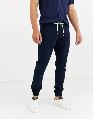 фото Узкие брюки карго в стиле милитари с манжетами threadbare-темно-синий