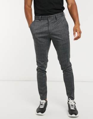 Брюки и чиносы Узкие брюки в клетку Jack & Jones Intelligence-Серый