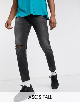 Узкие черные джинсы до щиколотки с необработанным краем ASOS DESIGN Tall
