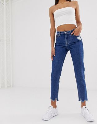 Прямые джинсы с высокой посадкой