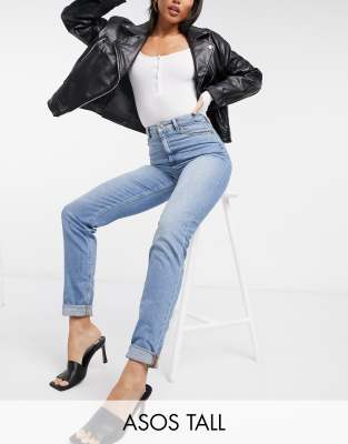 Узкие джинсы в винтажном стиле с завышенной талией ASOS DESIGN Tall farleigh-Синий