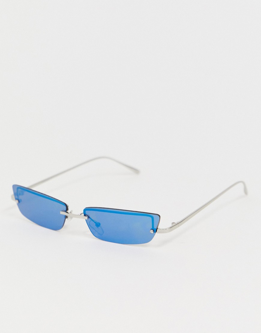 фото Узкие очки без оправы с серебристыми зеркальными стеклами asos design-серебряный asos edition
