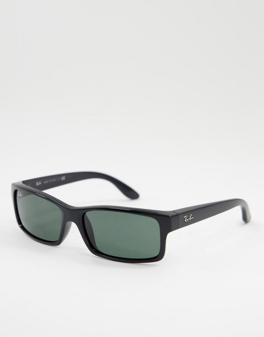 фото Узкие солнцезащитные очки в прямоугольной оправе ray-ban 0rb4151-черный цвет