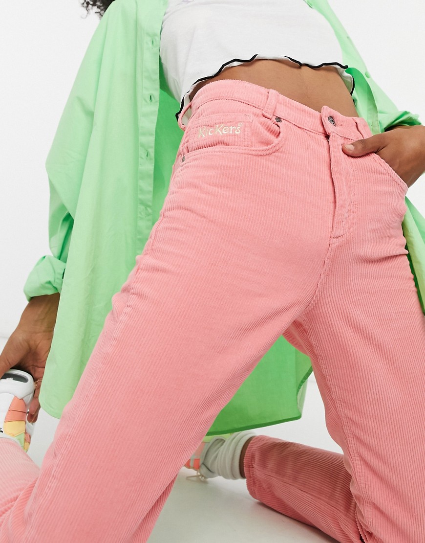Узкие вельветовые брюки Kickers-Розовый цвет