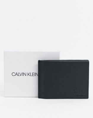 фото Узкий кожаный кошелек с монограммой calvin klein jeans-черный