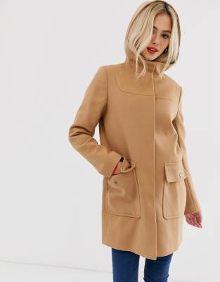 фото Узкое пальто с капюшоном asos design-бежевый