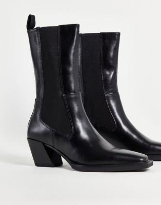 Vagabond Alina mid heeled calf boots in black leather