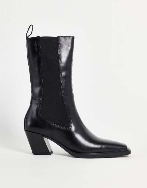 Vagabond – Alina – Svarta vadhöga läderboots med halvhög klack, 4 av 4