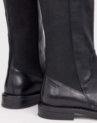 amina black leather boots