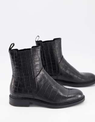 Vagabond Amina boots in black croc leather ASOS