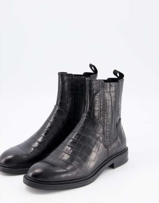 Vagabond Amina boots in black croc leather ASOS