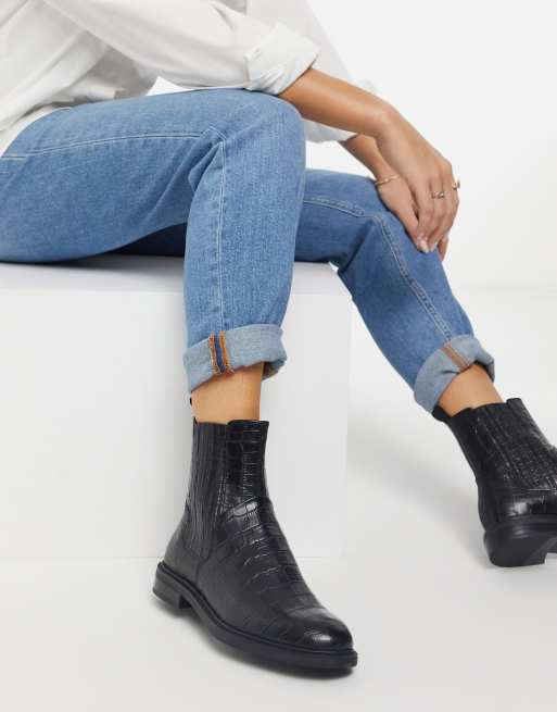 kapsel Etna Jeg tror, ​​jeg er syg Vagabond Amina chelsea boots in black croc leather | ASOS