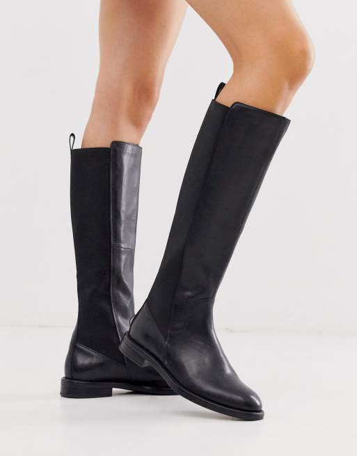 Muldyr Destruktiv Analytisk Vagabond Amina knee high flat boots in black leather | ASOS