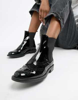 vagabond amina patent leather brogue chelsea boot