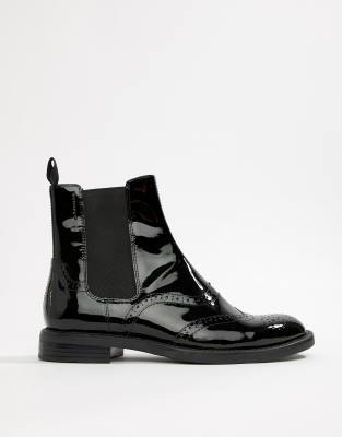 patent brogue chelsea boots