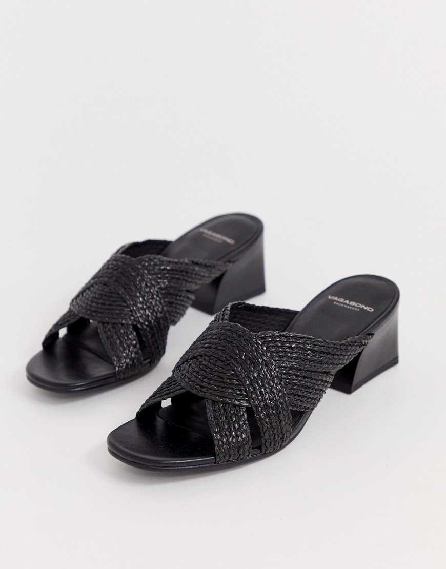 Vagabond – Bella – Svarta, vävda sandaler med klack