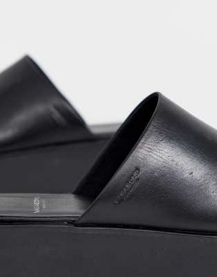 vagabond bonnie black leather platform slides