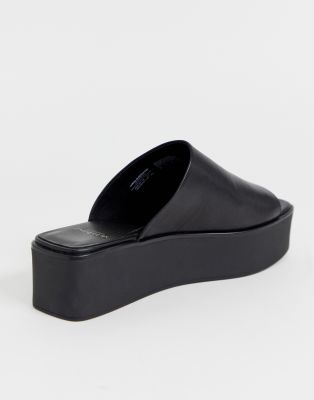 vagabond bonnie black leather platform slides