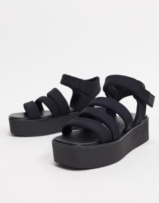 vagabond bonnie black leather platform slides