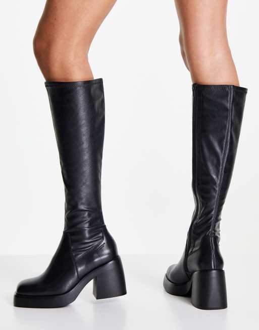 Vagabond Brooke heeled knee high boots in black ASOS