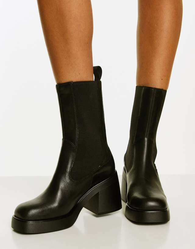 Vagabond Brooke leather chelsea platform boots in black