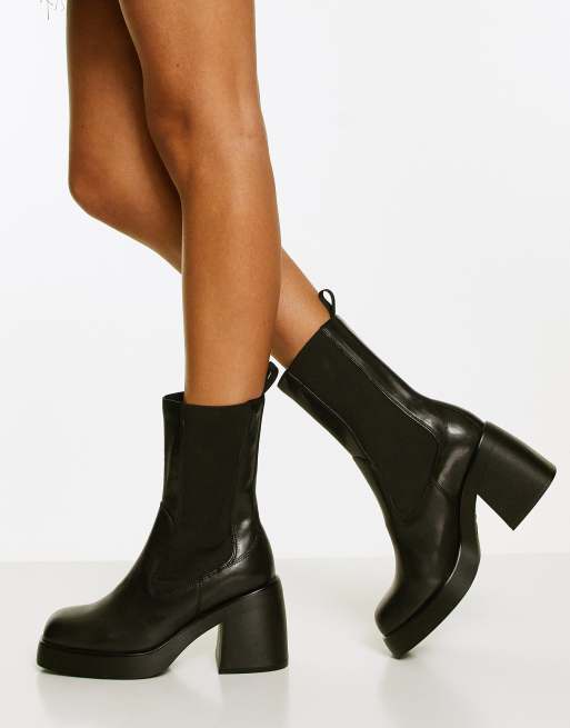 Vagabond Brooke leather chelsea platform boots black |