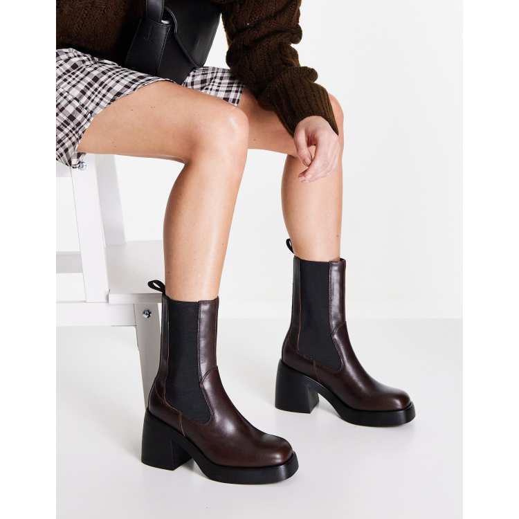 Vagabond Brooke leather chelsea platform boots in java