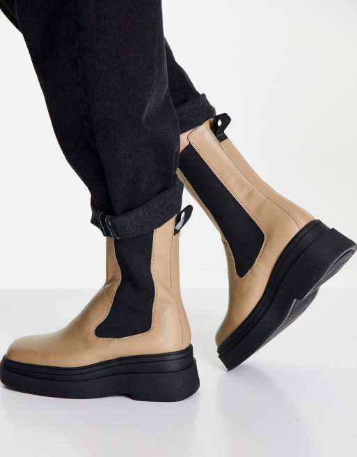 Vagabond - Carla - Bottes chelsea en cuir avec semelle plateforme et élastiques sur les côtés - Alouette, 2 de 4