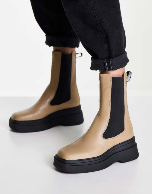 Vagabond - Carla - Bottes chelsea en cuir avec semelle plateforme et élastiques sur les côtés - Alouette, 4 de 4