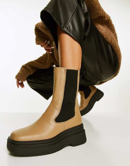 Drastisch Verbeteren Lui Vagabond Carla elastic side leather flatform chelsea boots in lark | ASOS