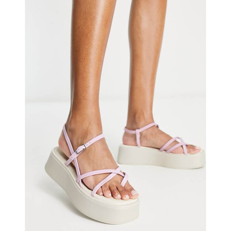 Asos Donna Scarpe Scarpe con plateau Sandali con plateau Sandali flatform in pelle con fascette sottili Courtney 