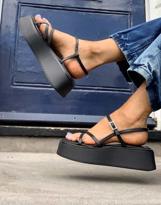 Vagabond Courtney strappy flatform sandals in black ASOS