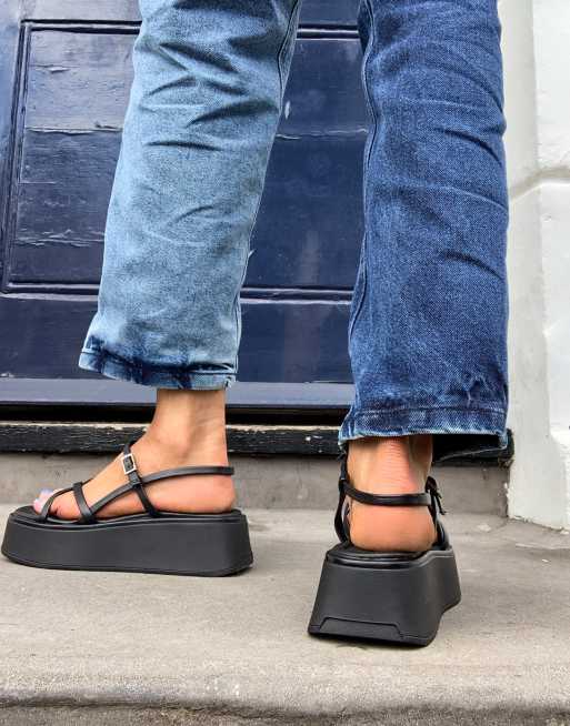 Vagabond Courtney strappy flatform sandals in black ASOS