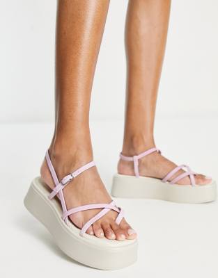 Vagabond Courtney strappy flatform sandals in pink leather