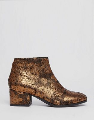 bronze metallic ankle boots