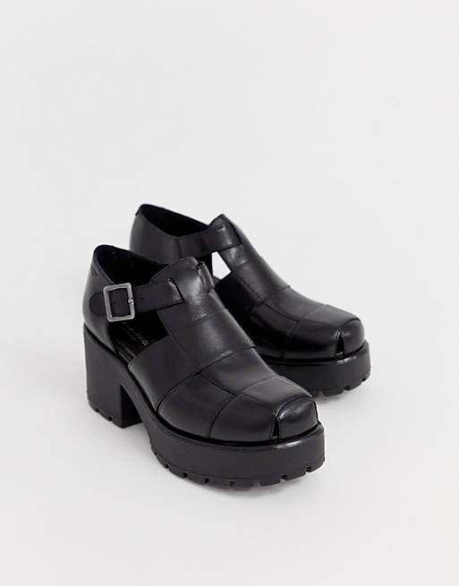 Vagabond Dioon black leather chunky heeled shoes | ASOS