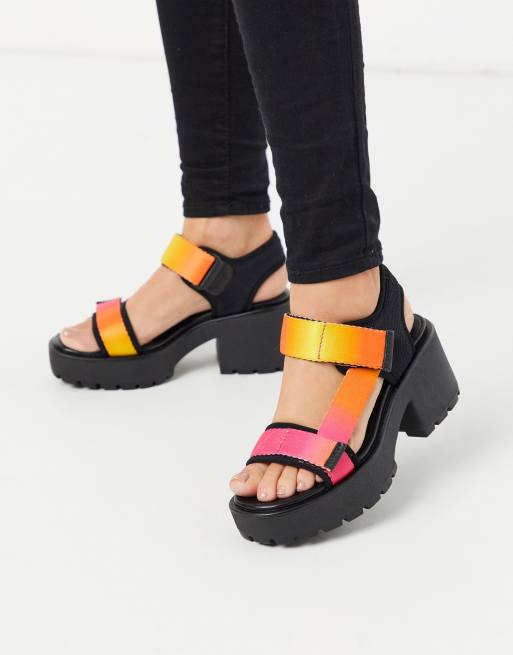 Vagabond Dioon chunky sporty heeled sandals in pink ombre ASOS