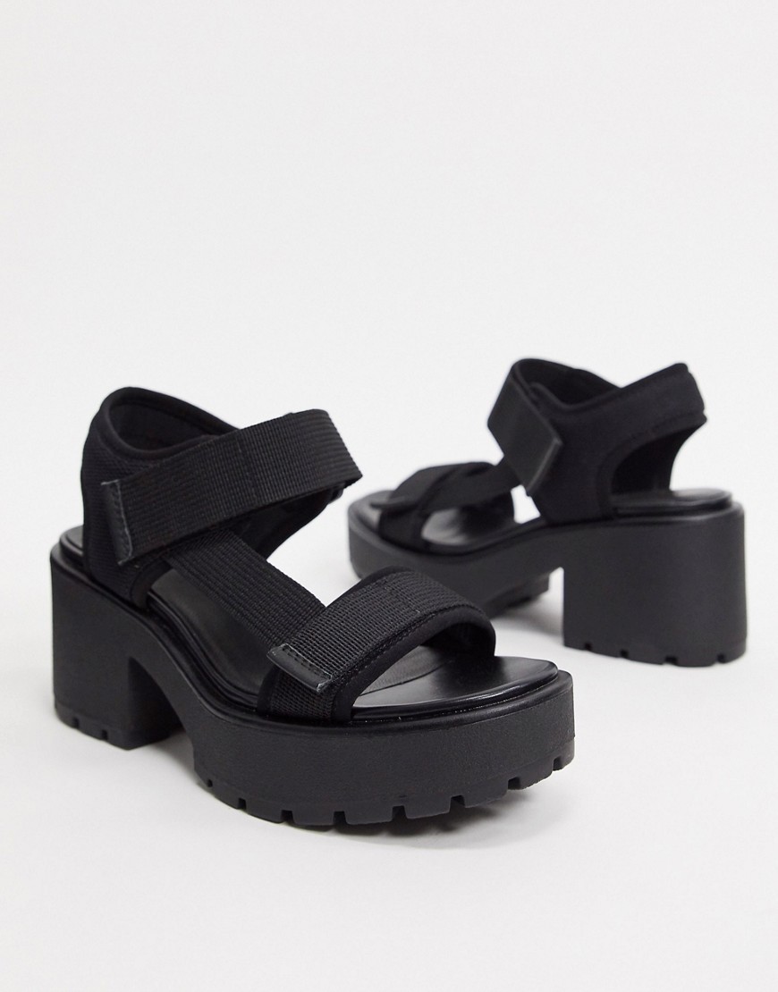 Vagabond - Dioon - Sportieve sandalen met dikke zool en hak in zwart