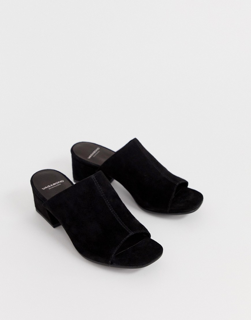 Vagabond – Elena – Svarta sandaler i mocka med klack