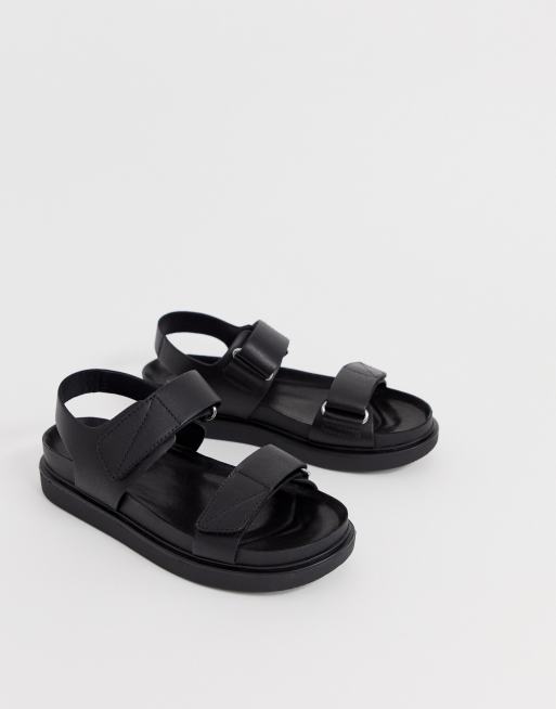 Vagabond erin black leather chunky sports sandals | ASOS