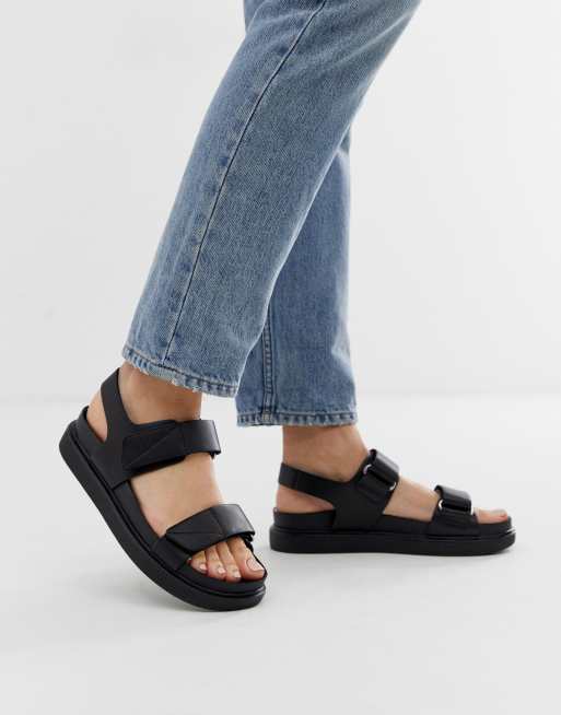 Vagabond erin black leather chunky sports sandals ASOS