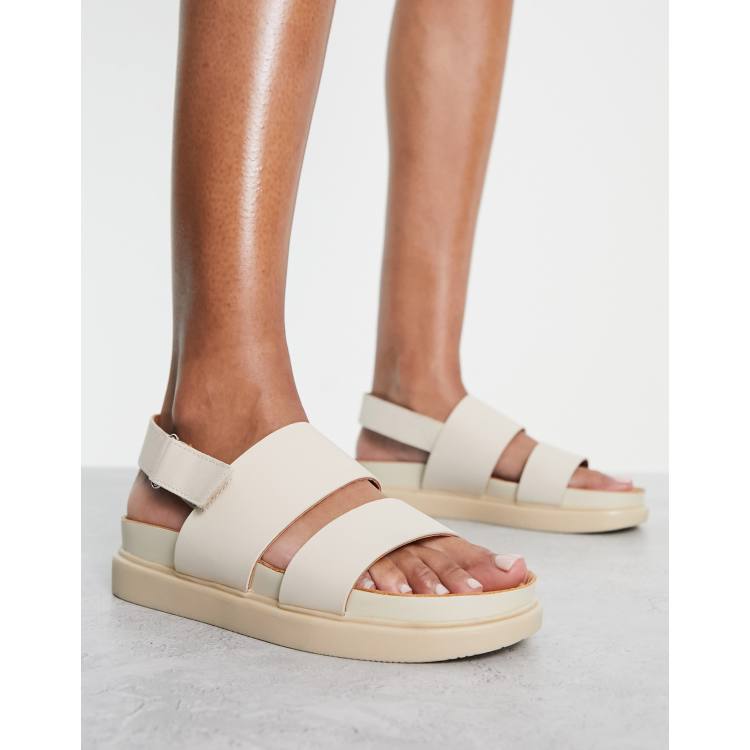 Vagabond flat sandals in off white leather | ASOS