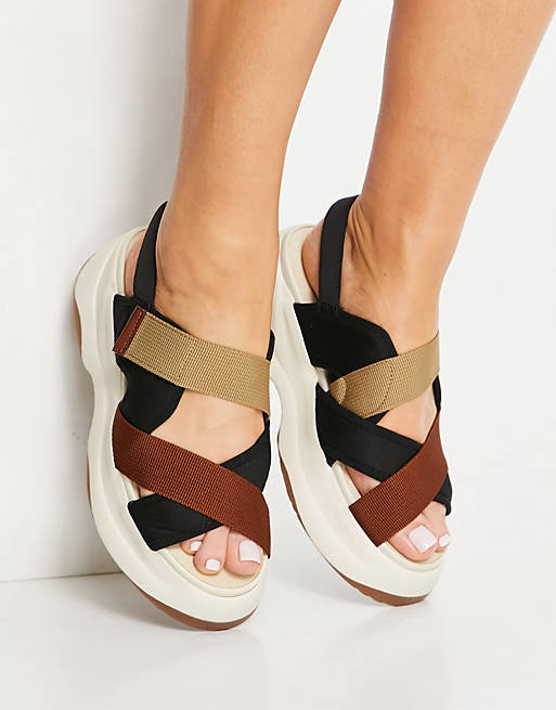Vagabond Essy cross stap flatform sandals in rust mix