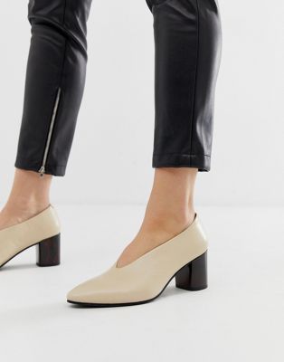 Vagabond eve leather high vamp block heeled shoes | ASOS