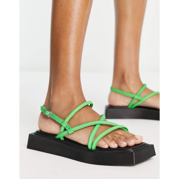 Vagabond Evy strappy leather in electric green leather | ASOS