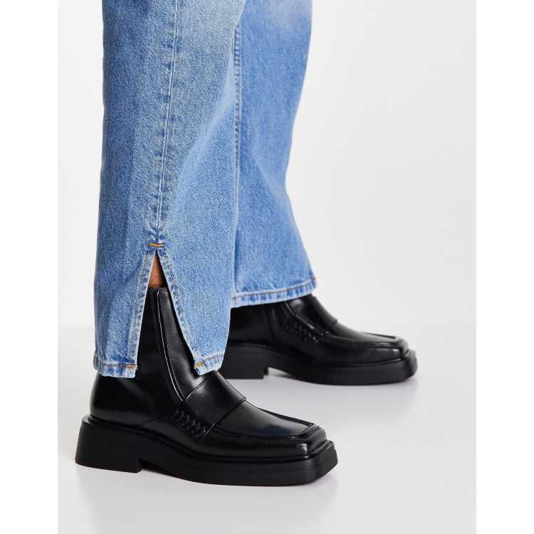 Vagabond Eyra Toe Loafer Boots In Black Leather | forum.iktva.sa